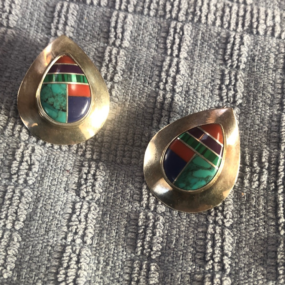 Sterling silver turquoise pierced earrings